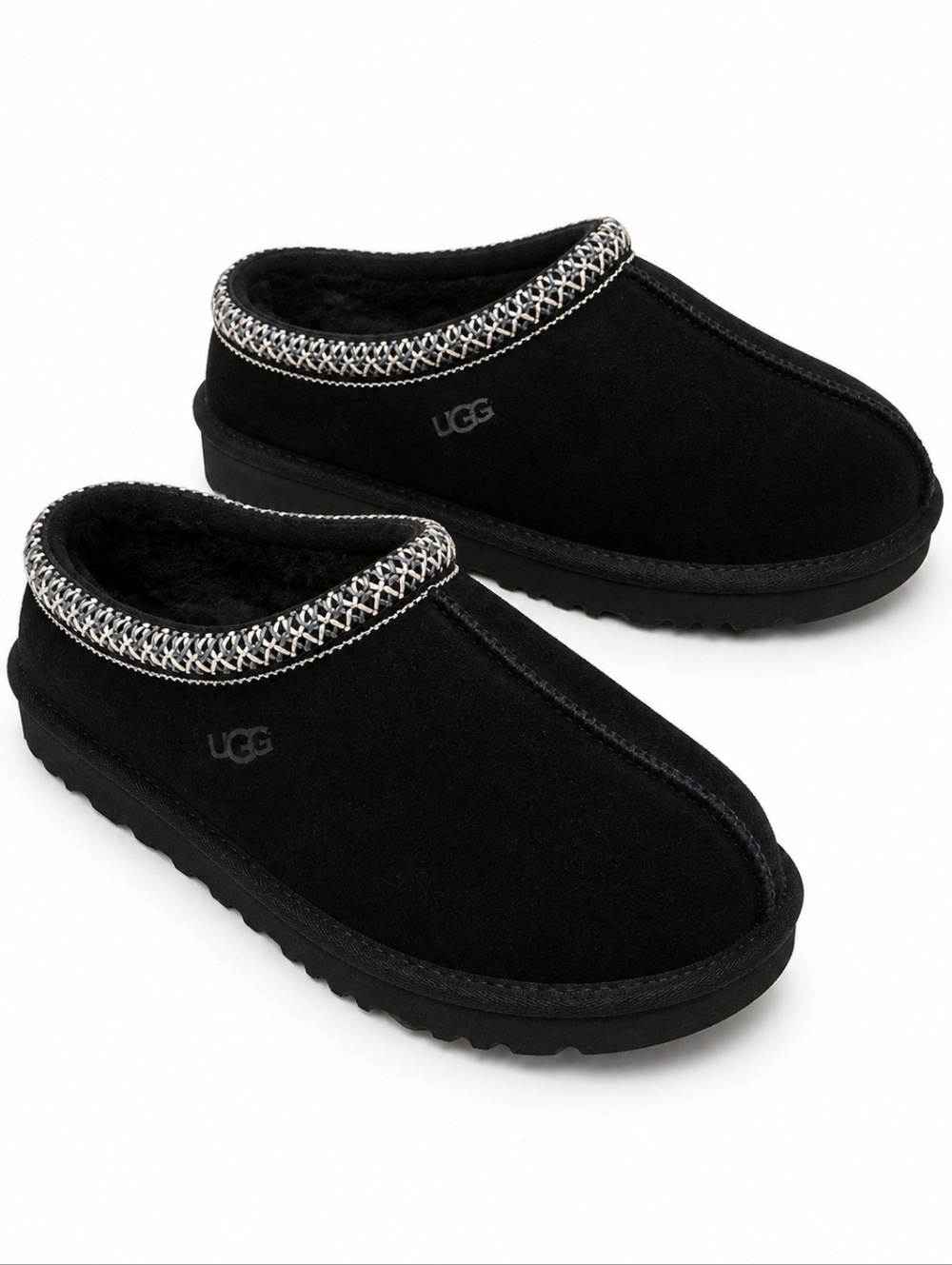 UGG Tasman Slippers Black Suede Size 5 Womens Slip On Clog Cozy Shoes NWT